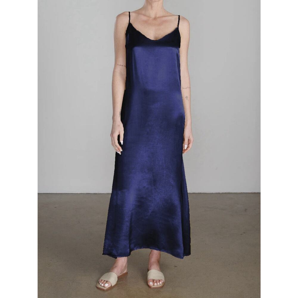 PHARAOH Henri Slip Dress Vintage Satin Sz 1 Small Side Slit Coastal Minimalist